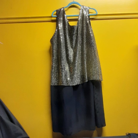 Y2K Patra Woman Black with Gold sequin v-neck top Midi formal dress 24 - Picture 2 of 5